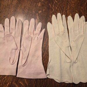 Vintage Pale Pink and Cream Gloves